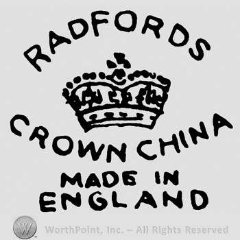 A crown with Radfords written on top;Crown China Made in England written below.