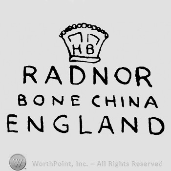 A crown with letters HB inside;Radnor Bone China England written below.