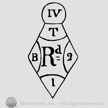 Circle on top with IV written inside;a diamond below with T B 2 RD L inside.