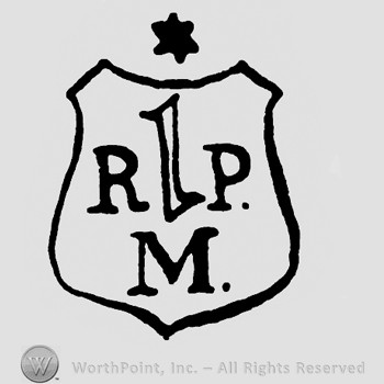 Shape similar with a shield and letters R L P M inside;a star on top.
