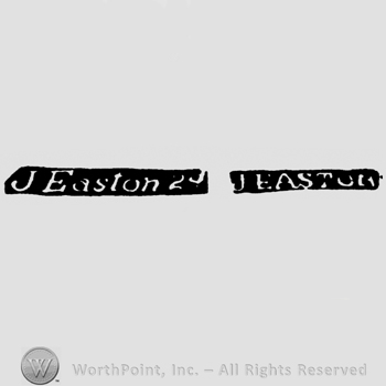 The name J. Easton written with lowercase letters, leaned to the right; the name J. Easton written with uppercase letters