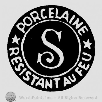 Circle with letter S in the middle;Porcelaine Resistant Au Feu round written.