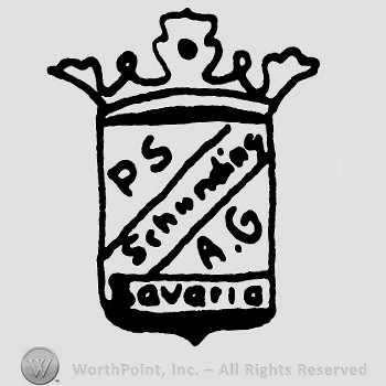 Rectangle with a crown on top;Schirnding Bavaria PS AG written inside.