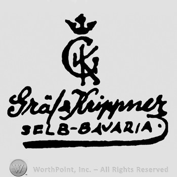 Monogram of letters CAK and a crown on top;Graf & Krippner Selb Bavaria written below.