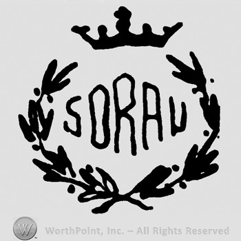 Word Sorau with a crown on top;branches on sides.