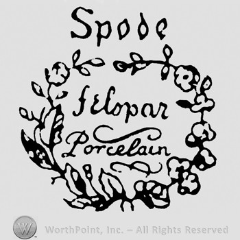 Word Spode on top;Felopar Porcelain in the middle;branches on sides.