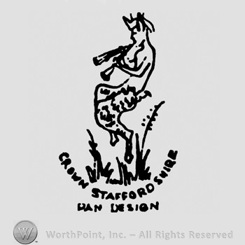 Shape of a person with Crown Staffordshire Dan Design written below.