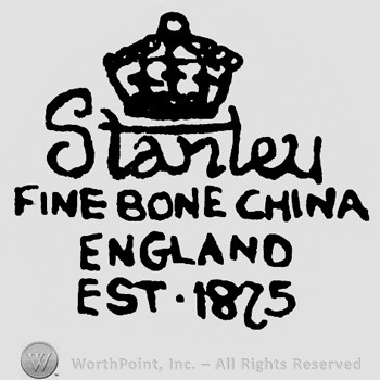 Word Stanley with a crown on top;Royal Standard Bone China England Est 1825 written below.