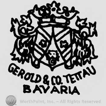 Shield with crown on top;Gerold & Co Tettau Bavaria written below.