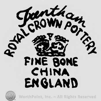 Trentham Royal Crown Pottery on top;a crown with Fine Bone China England written below.