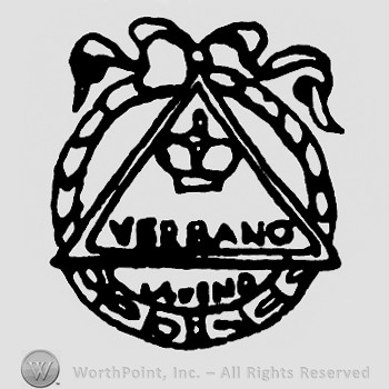 Circle with a triangle inside;a crown and word Verbano written inside.