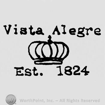A crown with Vista Alegre on top;Est 1824 written below.
