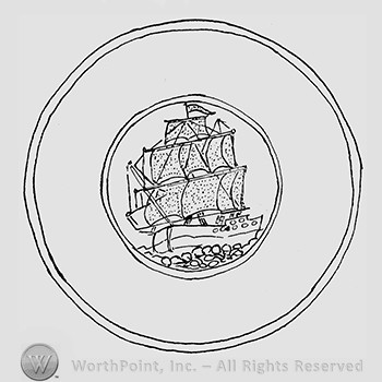 Carnival Glass Pattern : Sailing Ship.