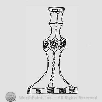 Carnival Glass Pattern : Six-Sided Candlestick.