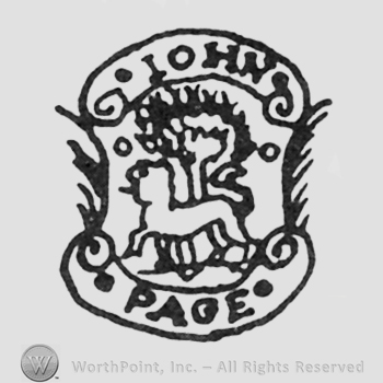 curved capital writing JOHN up PAGE down lion and tree between leafs middle