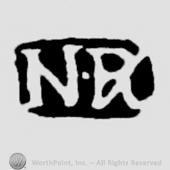 The letters NR written in uppercase but the letter 'R' has an oblique line over it