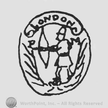 capital initials PM left and right of an archer between leafs all inside a circle