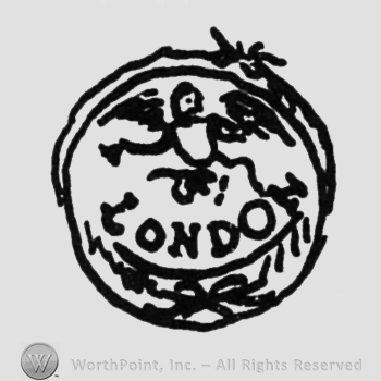 angel above, LONDON writen under, inside a circle