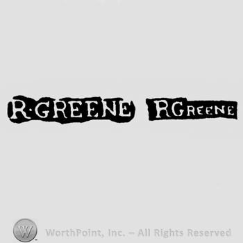 The name R Greene written with uppercase letters