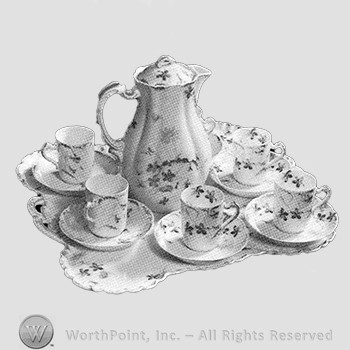 Violets and Gray Daisies cocoa service pattern.