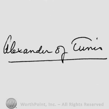 Autograph/Signature : Alexander of Tunis.