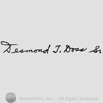 Autograph/Signature : Desmond T. Doss.