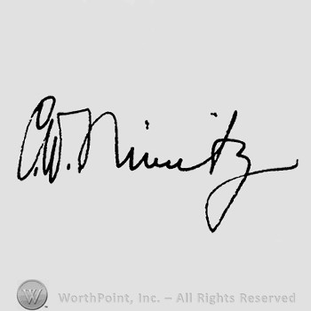 Autograph/Signature : Chester W. Nimitz.