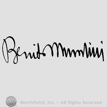 Autograph/Signature : Benito Mussolini.