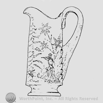 Glass pitcher pattern : Deer and Dog.