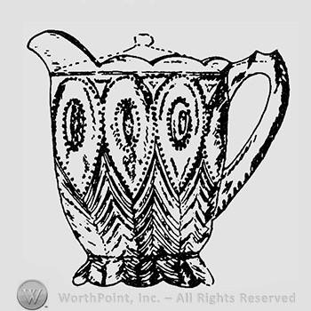 Glass pitcher pattern : Peacock Feather.