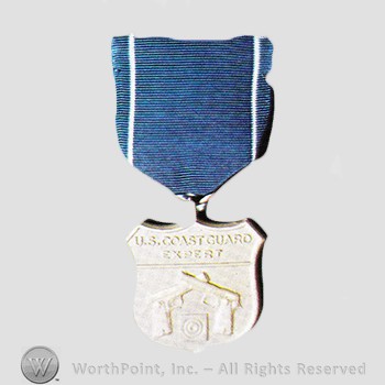 Military decoration : Coast Guard Expert Pistol Shot Medal.