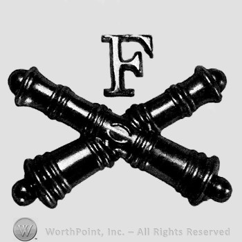 Insignia consisted of two crossed cannons and letter F above.