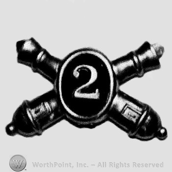 Insignia consisted of crossed cannons and number 2 in the centre.
