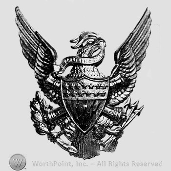 Insignia consisted of eagle with shield; branch and arrows in it's claws; robbon with something written on.