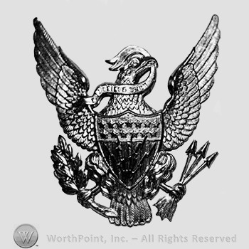 Insignia consisted of eagle with shield; branch and arrows in it's claws; robbon with something written on.