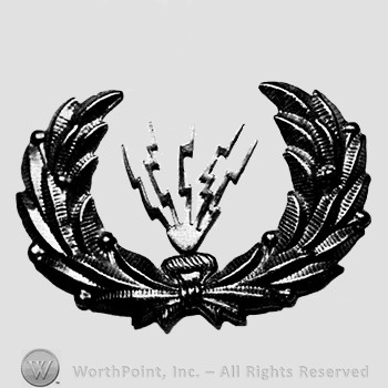 Insignia consisted of two branches and five lightnings above.