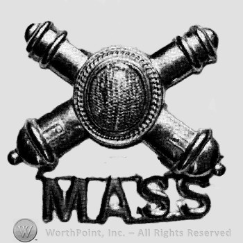Insignia consisted of crossed cannons; letters MASS below.