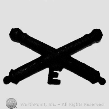 Insignia consisted of crossed cannons and letter E below.