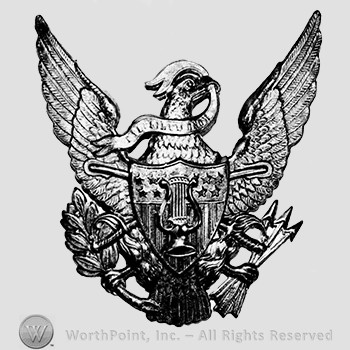 Insignia consisted of an eagle with shield and arrows; lyre on the shield.
