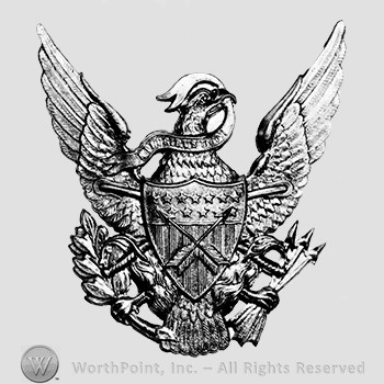 Insignia consisted of an eagle with shield and arrows; crossed arrows  on the shield.