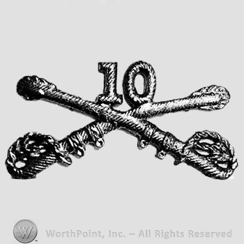 Insignia consisted of crossed sabres and number 10 at the intersection.