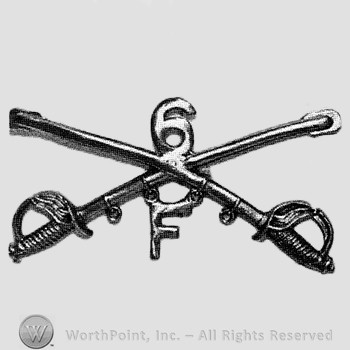 Insignia consisted of crossed sabres and number 6 above and letter F.