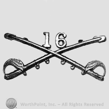 Insignia consisted of crossed sabres and number 16 above.