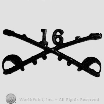 Insignia consisted of crossed sabres and number 16 above.