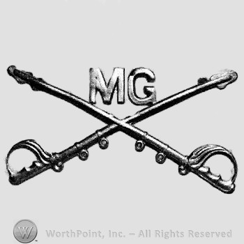 Insignia consisted of crossed sabres and letters MG at the intersection.