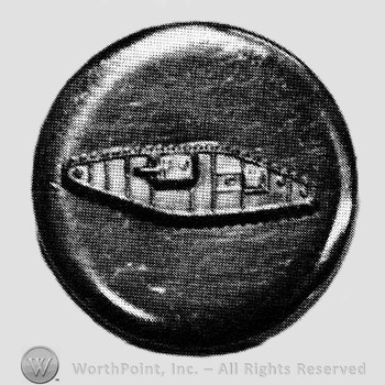 Insignia consisted of a disc with a shape like a tank on.