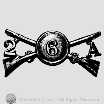 Insignia consisted of crossed rifles, disc with number 6 on it, number 2 on the left and letter a on the right.
