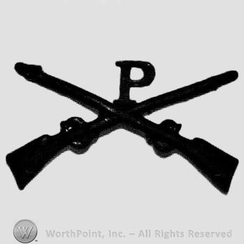 Insignia consisted of crossed rifles and letter P above the intersection.