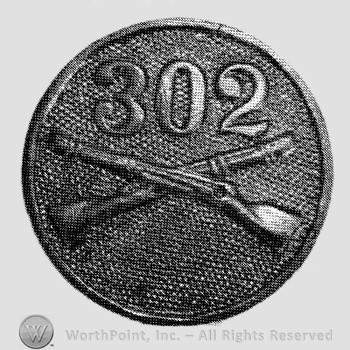Insignia consisted of disc with crossed rifles on and number 320 above the intersection.