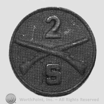 Insignia consisted of disc with crossed rifles on, number 2 above the intersection and letter S below.